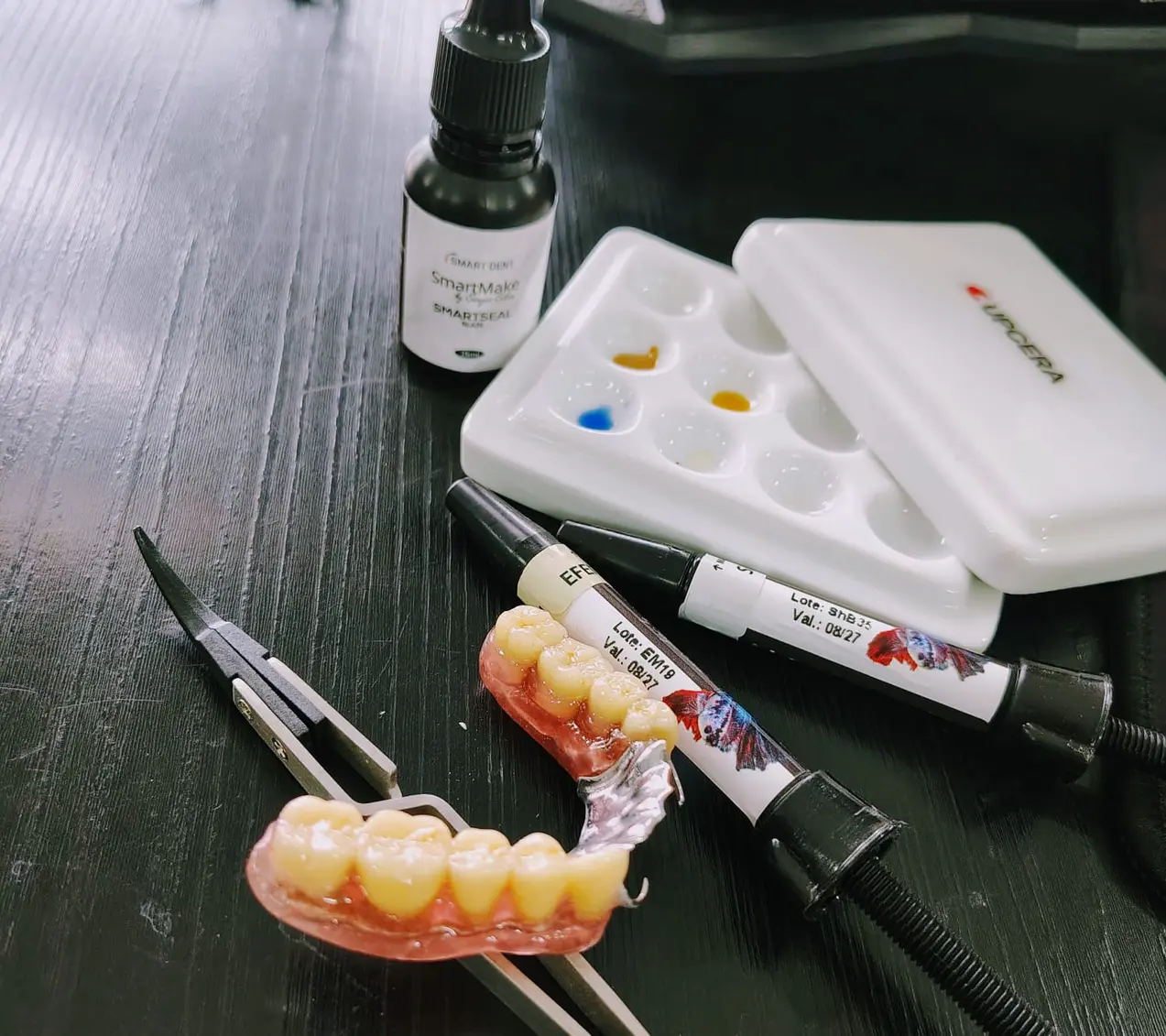 Prótesis dental en acrílico con maquillaje profesional SmartDent para imitación de encía natural